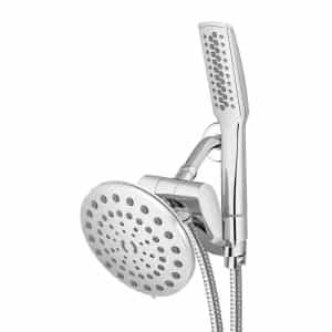 Waterpik YPW-833E/SPW-483MED 12-Spray Patterns with 1.8 GPM 7 in. Wall Mount High Pressure Dual Shower Head and Wand Shower Head in Chrome