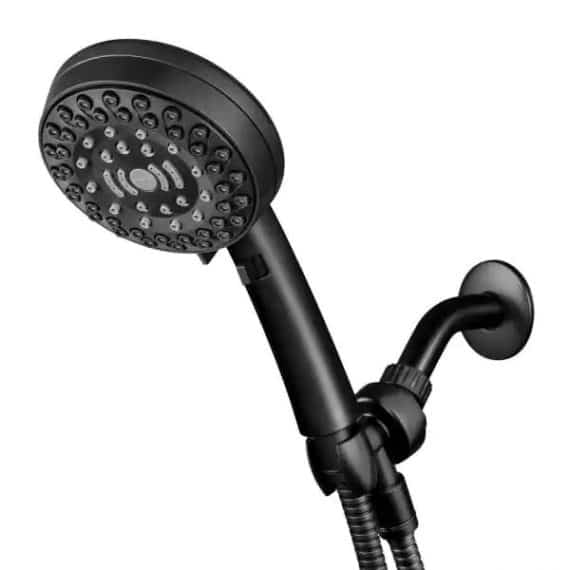 waterpik-zzr-765m5e-6-spray-patterns-with-1-8-gpm-4-75-in-single-wall-mount-adjustable-handheld-shower-head-in-matte-black