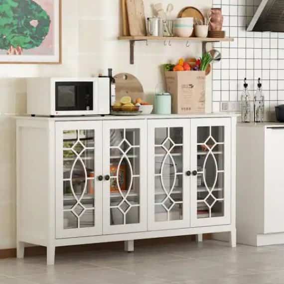 fufugaga-kf330001-01-modern-white-wood-buffet-sideboard-with-storage-cabinet-glass-doors-and-adjustable-shelves-for-kitchen-dining-room