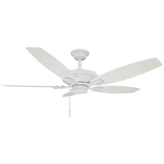 Hampton Bay 51716 North Pond 52 in. Indoor/Outdoor Matte White Ceiling Fan with Downrod and Reversible Motor; Light Kit Adaptable