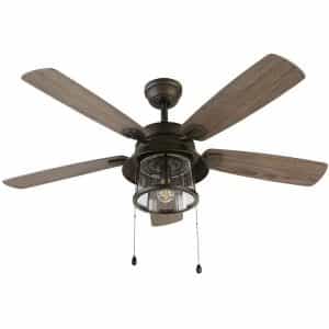 Home Decorators Collection 59201 Shanahan 52 in. Indoor/Outdoor LED Bronze Ceiling Fan with Light Kit, Downrod and Reversible Blades