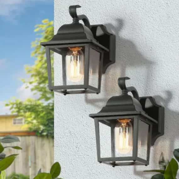 uolfin-628v8f7nayv755d-farmhouse-cage-outdoor-wall-lights-1-light-black-lantern-modern-outdoor-wall-lighting-with-clear-glass-shade-2-pack