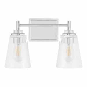 Hampton Bay HB3680-07 15 in. Wakefield 2-Light Chrome Modern Bathroom Vanity Light with Clear Glass Shades