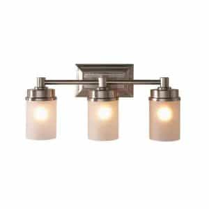 Hampton Bay NB33307 Cade 3-Light 20.25 in. Brushed Nickel Transitional Hardwired Bathroom Vanity Light with Frosted Glass Shades
