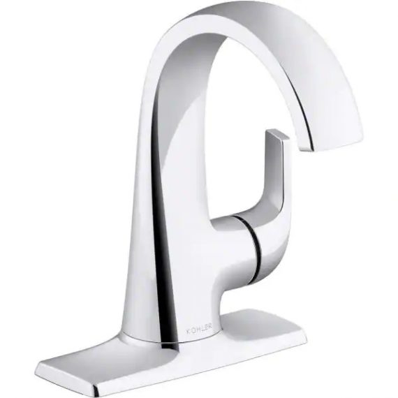 KOHLER K-R30577-4D-CP Cursiva Single Hole Single-Handle Bathroom Faucet in Polished Chrome