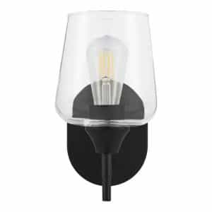 Hampton Bay GS-W070803BK Pavlen 5.5 in. 1-Lights Black Sconce with Clear Glass Shade