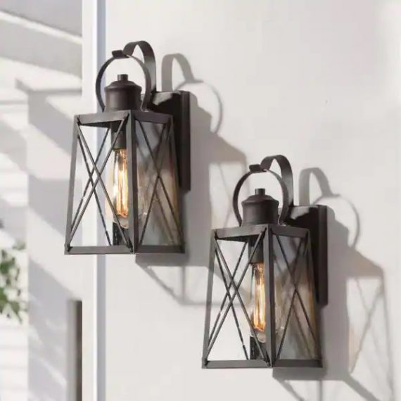 lnc-zqf6bahd151rdy7-craftsman-1-light-rusty-bronze-outdoor-wall-lantern-sconce-with-clear-seeded-glass-shade-2-pack