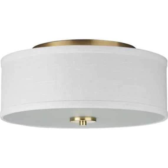 progress-lighting-p350130-012-inspire-collection-2-light-satin-brass-summer-linen-shade-transitional-kitchen-ceiling-light-drum-flush-mount