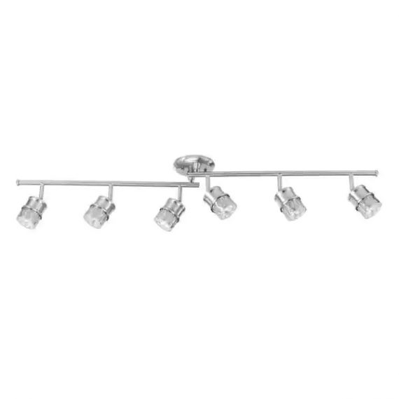 Globe Electric 59355 4 ft. Kearney 6-Light Brushed Nickel Foldable Track Lighting, Bulbs Included