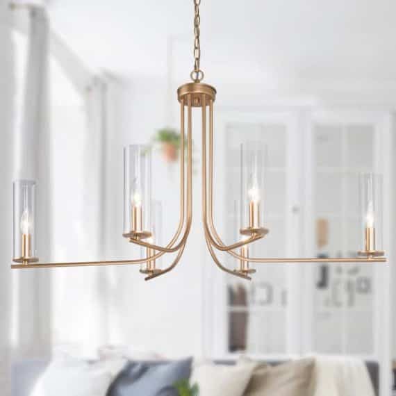 lnc-6f6najhd13808z7-modern-gold-chandelier-6-light-linear-candlestick-clear-glass-shades-high-ceiling-chandelier
