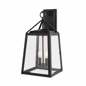 Home Decorators Collection 19905 Blakeley Transitional 2-Light Black Outdoor Wall Lantern with Beveled Glass
