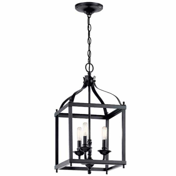 kichler-42566bk-larkin-3-light-black-traditional-foyer-pendant-hanging-light