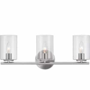 Hampton Bay 1023HBBNDI Champlain 22.375 in. 3-Light Brushed Nickel Modern Bathroom Vanity Light with Clear Glass Shades