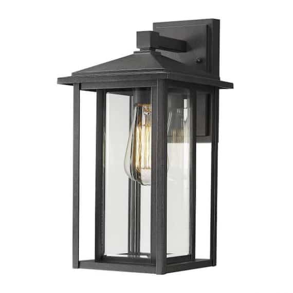 jazava-hd1951-bkdm-15-in-1-light-hardwired-black-finish-with-clear-glass-outdoor-wall-lantern-sconce-wall-light-1-pack