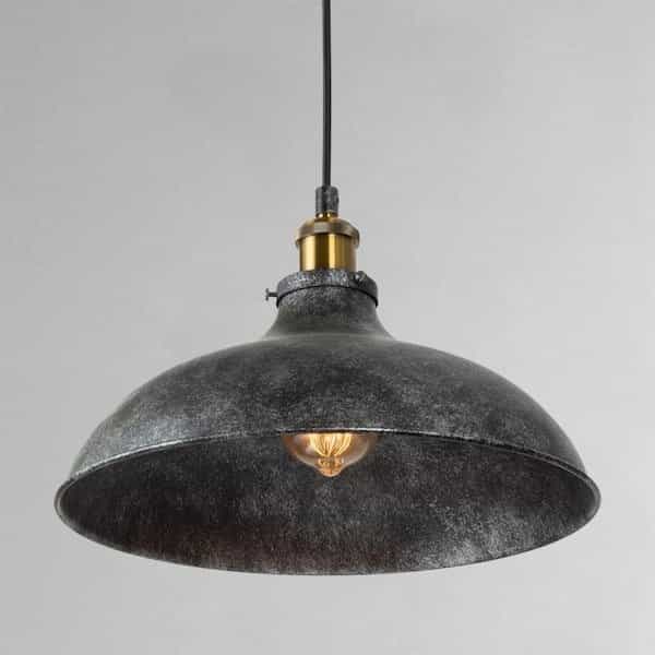 LNC A03171 14 in. 1Light Rustic Grey Industrial Pendant Light with
