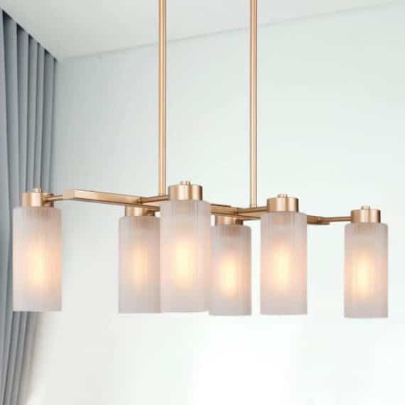 lnc-7bbmquhd13926a7-modern-matte-brass-chandelier-linear-classic-deep-gold-6-light-dining-room-island-chandelier-with-frosted-glass-shades