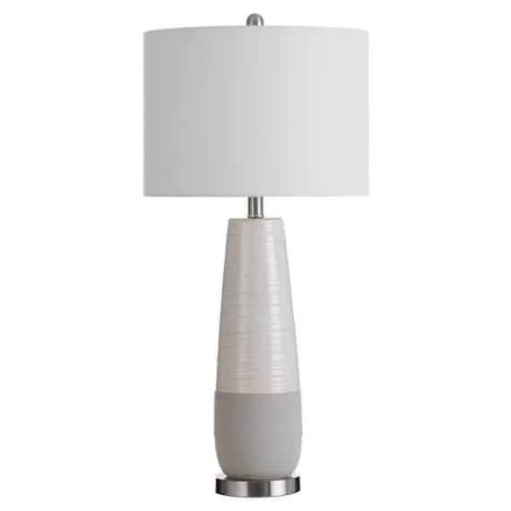 stylecraft-l330785ds-evian-31-in-2-tone-ivory-and-gray-ceramic-table-lamp-with-brushed-silver-base