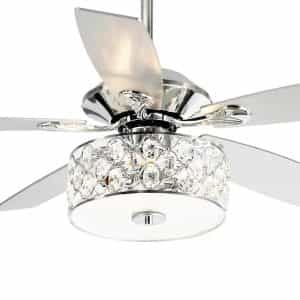 Matrix decor MD-F6217110V 52 in. Indoor Chrome Crystal Chandelier Ceiling Fan with Light and Remote Control