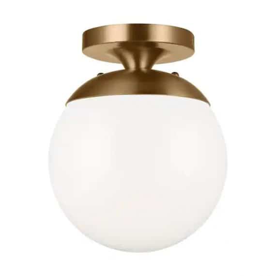 sea-gull-lighting-7518-848-leo-8-in-1-light-satin-brass-with-smooth-white-glass-shade-flush-mount