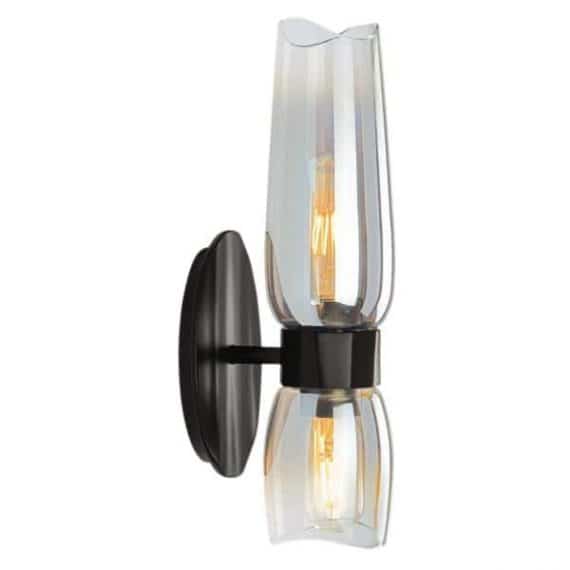 norwell-9760-mb-clgr-flame-2-light-matte-black-wall-sconce