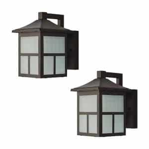 Hampton Bay BAL-012 Black Outdoor Integrated LED Wall Lantern Sconce (2-Pack)