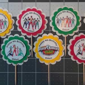 Power Rangers Personalized Cupcake Toppers 12 Birthday Party