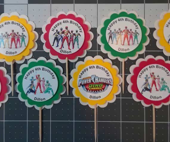 Power Rangers Personalized Cupcake Toppers 12 Birthday Party