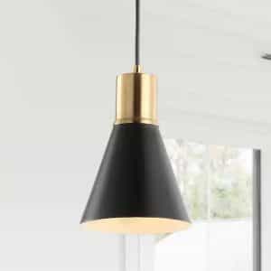 JONATHAN Y JYL6131A Apollo 6 in. 1-Light Black/Brass Gold Metal LED Pendant