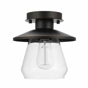 Hampton Bay 60355 Northmoore 1-Light Oil Rubbed Bronze and Glass Vintage Semi-Flush Mount