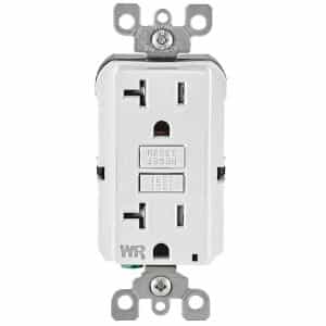Leviton R92-GFWT2-0KW 20 Amp 125-Volt Duplex Self-Test Tamper Resistant/Weather Resistant GFCI Outlet, White