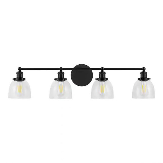 home-decorators-collection-hb2628-43-37-5-in-evelyn-4-light-mate-black-industrial-bathroom-vanity-light-with-clear-glass-shades