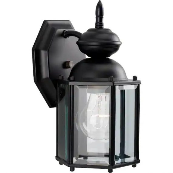progress-lighting-p5756-31-brassguard-lantern-collection-1-light-matte-black-clear-beveled-glass-traditional-outdoor-wall-lantern-light