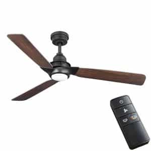 Home Decorators Collection 52159 Ester 54 in. White Color Changing Integrated LED Indoor/Outdoor Matte Black Ceiling Fan with Light Kit and Remote