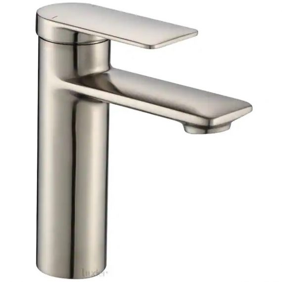 luxier-bsh07-sb-single-hole-single-handle-bathroom-faucet-with-drain-in-brushed-nickel