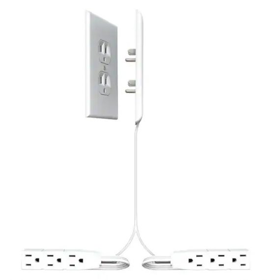 Sleek Socket 82XDOWNOVSZW Two 8 ft. UltraThin Electrical Outlet