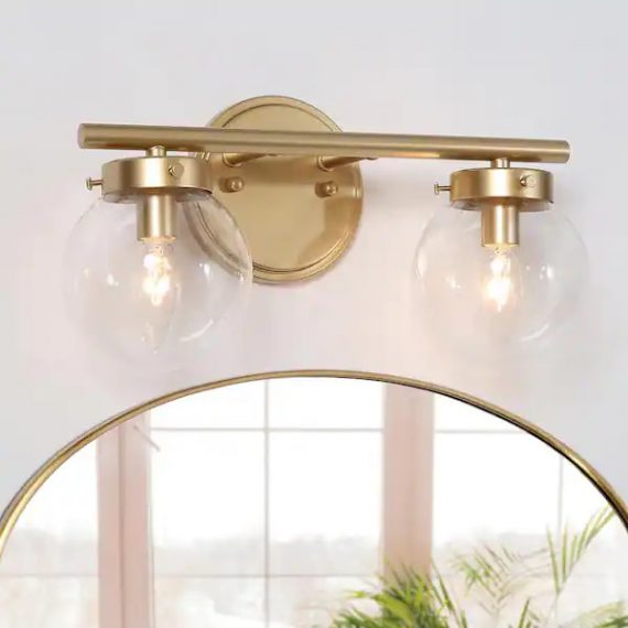 uolfin-x7inaqhd24396jm-14-2-in-2-light-modern-farmhouse-brass-gold-bathroom-vanity-light-with-clear-globe-glass-shades