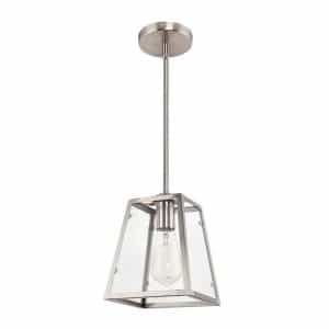 Home Decorators Collection P115-BNK Knightley 1-Light Brushed Nickel and Glass Mini Pendant