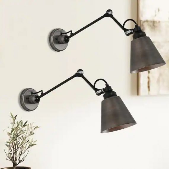 uolfin-628v7zvinmb3840-modern-brushed-black-wall-light1-light-farmhouse-kitchen-plug-in-or-hardwired-swing-arm-wall-lamp-2-pack