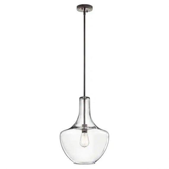 kichler-42046oz-everly-19-75-in-1-light-olde-bronze-transitional-kitchen-bell-pendant-hanging-light-with-clear-glass