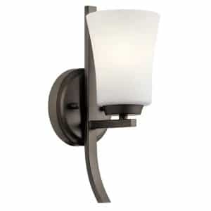 KICHLER 45888OZ Tao 1-Light Olde Bronze Bathroom Indoor Wall Sconce with Frosted Glass Shade