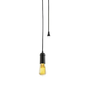 Globe Electric 60844 1-Light Vintage Edison Matte Black Plug-In Mini Pendant