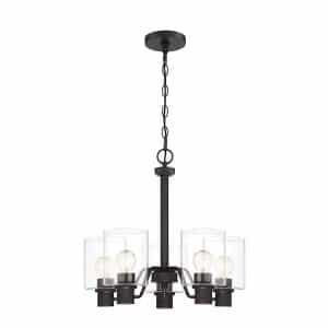 Hampton Bay HB2588-34 Castleford 5-Light Satin Bronze Chandelier with Clear Glass Shades