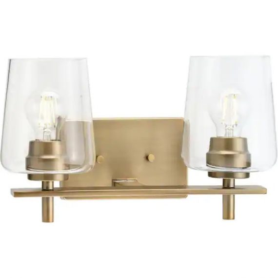progress-lighting-p300361-163-calais-14-62-in-2-light-vintage-brass-vanity-light-with-clear-glass-shades-new-traditional-for-bath-and-vanity