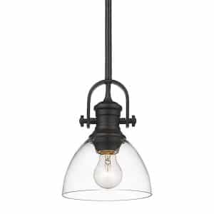 Golden Lighting 3118M1L BLKCLR Hines 1-light Black Mini Pendant Light with Clear Shade