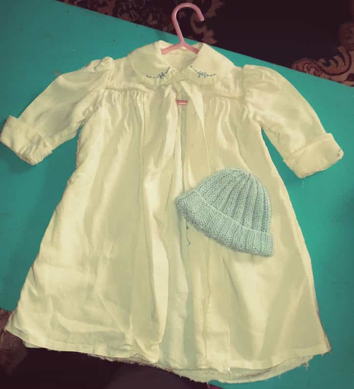Baby Coat Handmade Vintage with embroidery and knitted cap
