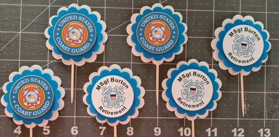 COAST GUARD cupcake toppers 12 personalized birthday party retirement boot camp