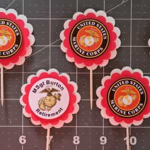 MARINE CORP cupcake toppers 12 personalized birthday party retirement boot camp