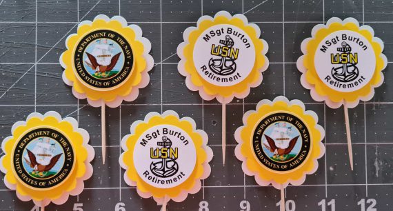 Navy cupcake toppers 12 personalized 3-D birthday party retirement boot camp
