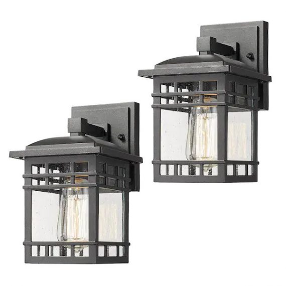 jazava-hdxe228b-2pkdm-1-light-hardwired-black-outdoor-wall-lantern-sconce-with-seeded-glass-2-pack