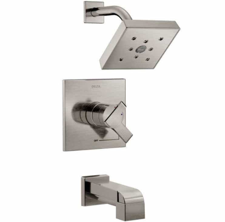 delta-t17467-ss-ara-1-handle-wall-mount-tub-and-shower-trim-kit-in-stainless-with-h2okinetic-valve-not-included